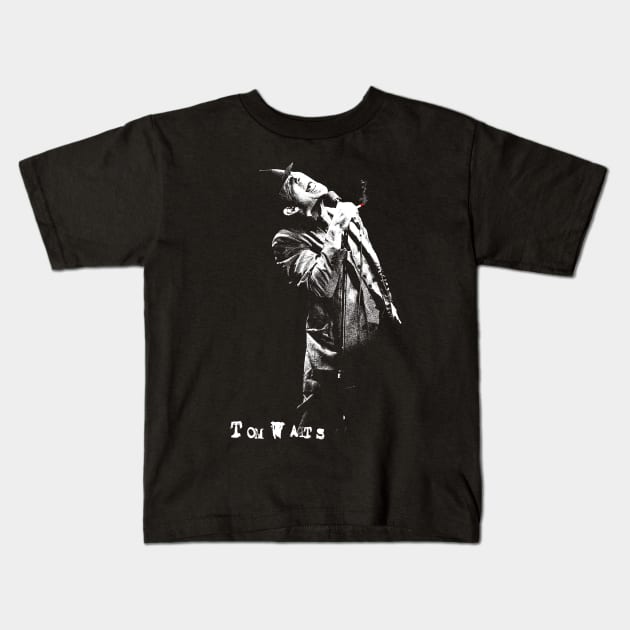 Retro Portrait Tom Waits Kids T-Shirt by GekNdangSugih